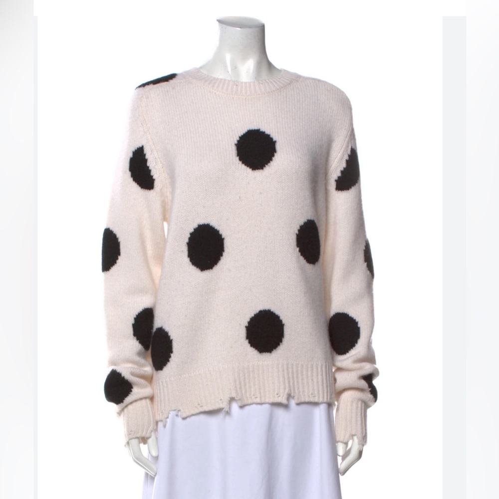 Sandrine Rose Free People Black White Polka Dot Sz Small Sweater wool cashmere